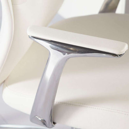 Euro Style - Crosby Low Back Office Chair in White with Polished Aluminum Base - 00473WHT veiw 5