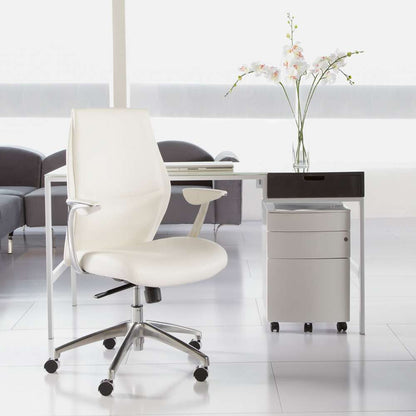 Euro Style - Crosby Low Back Office Chair in White with Polished Aluminum Base - 00473WHT veiw 6