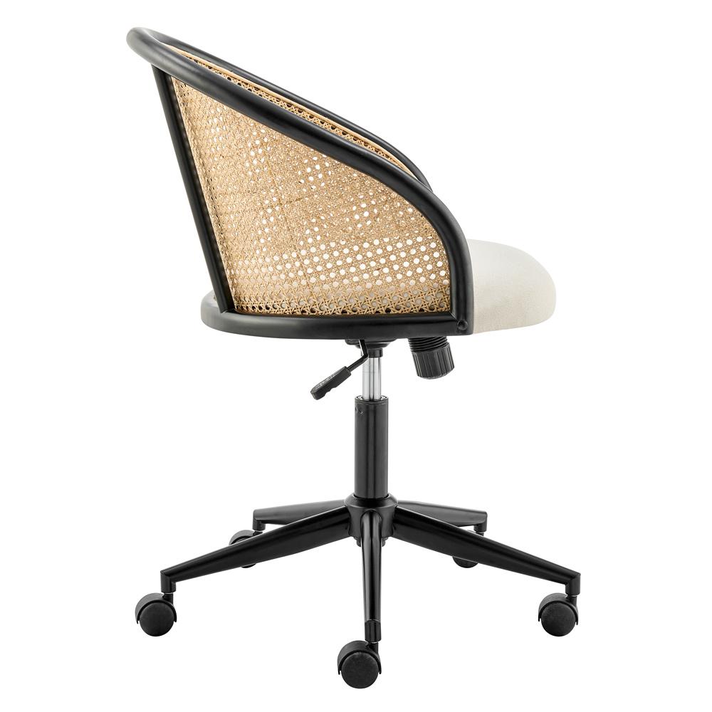 Euro Style - Dagmar Cane and Fabric Office Chair, Black/Beige - 39178-BG veiw 3