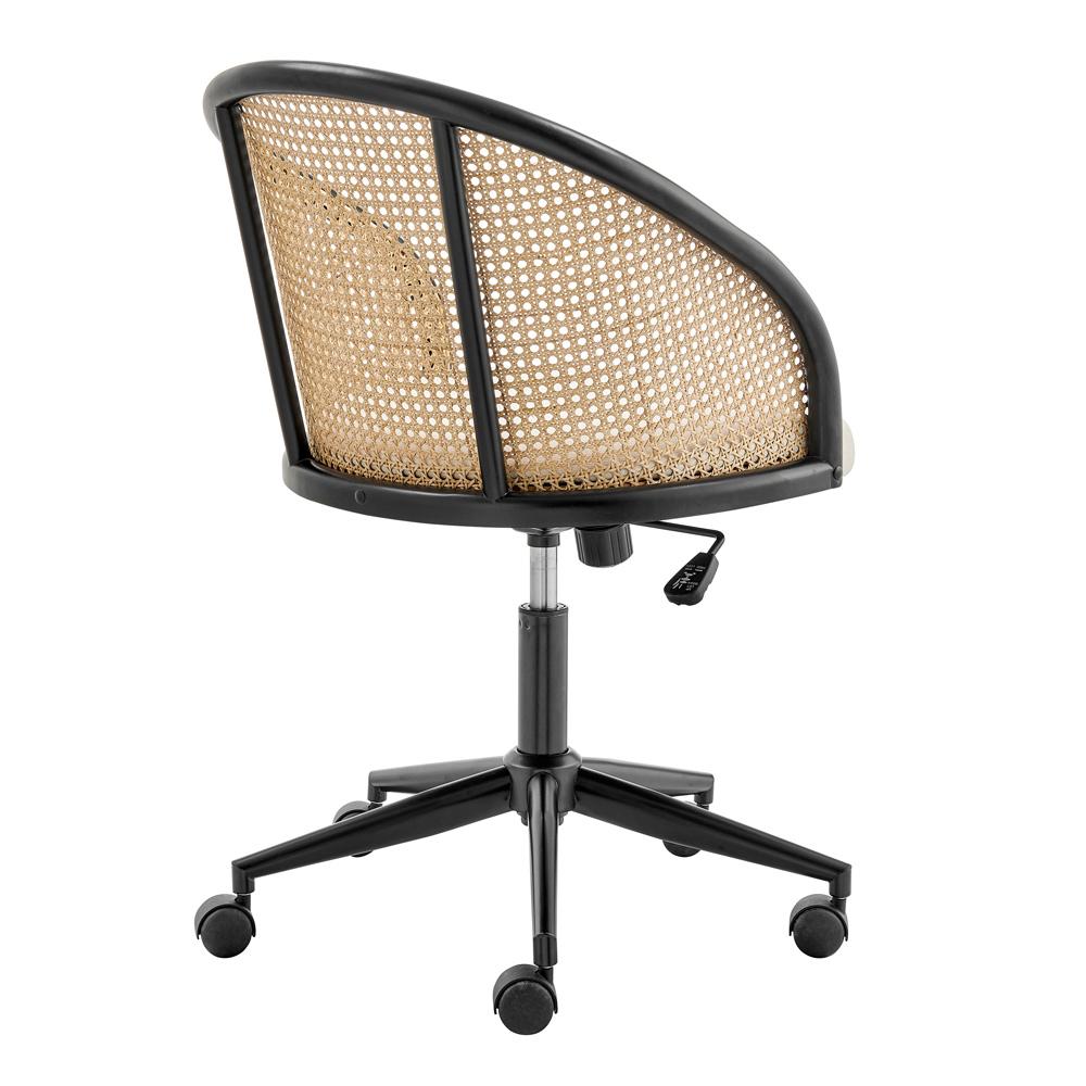 Euro Style - Dagmar Cane and Fabric Office Chair, Black/Beige - 39178-BG veiw 4