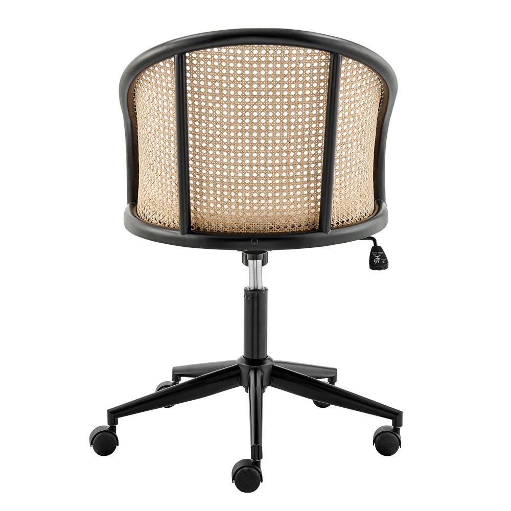 Euro Style - Dagmar Cane and Fabric Office Chair, Black/Beige - 39178-BG veiw 5