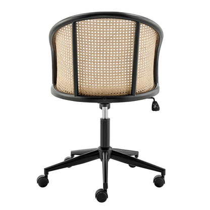 Euro Style - Dagmar Cane and Fabric Office Chair, Black/Beige - 39178-BG veiw 5