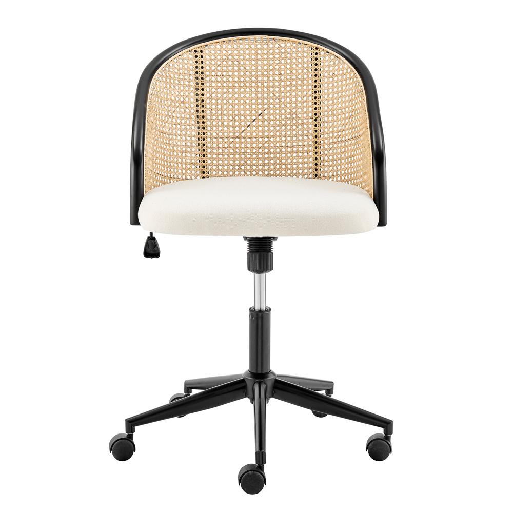 Euro Style - Dagmar Cane and Fabric Office Chair, Black/Beige - 39178-BG veiw 6