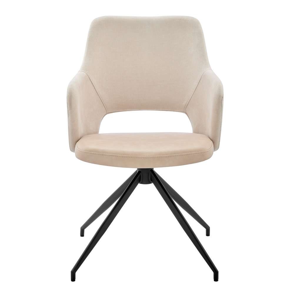 Euro Style - Darcie Armchair in Light Beige Fabric, Beige Leatherette and Black Base - 30392-LTBG veiw 1