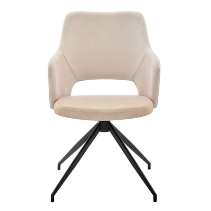 Euro Style - Darcie Armchair in Light Beige Fabric, Beige Leatherette and Black Base - 30392-LTBG veiw 1