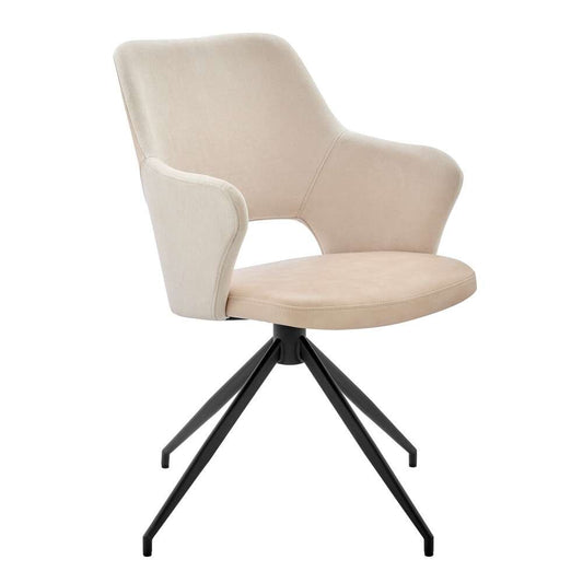 Euro Style - Darcie Armchair in Light Beige Fabric, Beige Leatherette and Black Base - 30392-LTBG veiw 2