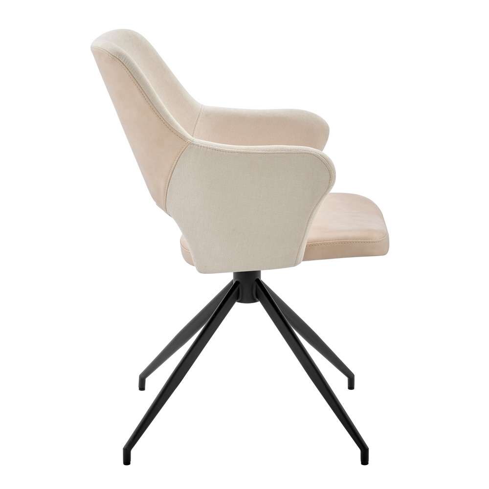 Euro Style - Darcie Armchair in Light Beige Fabric, Beige Leatherette and Black Base - 30392-LTBG veiw 3