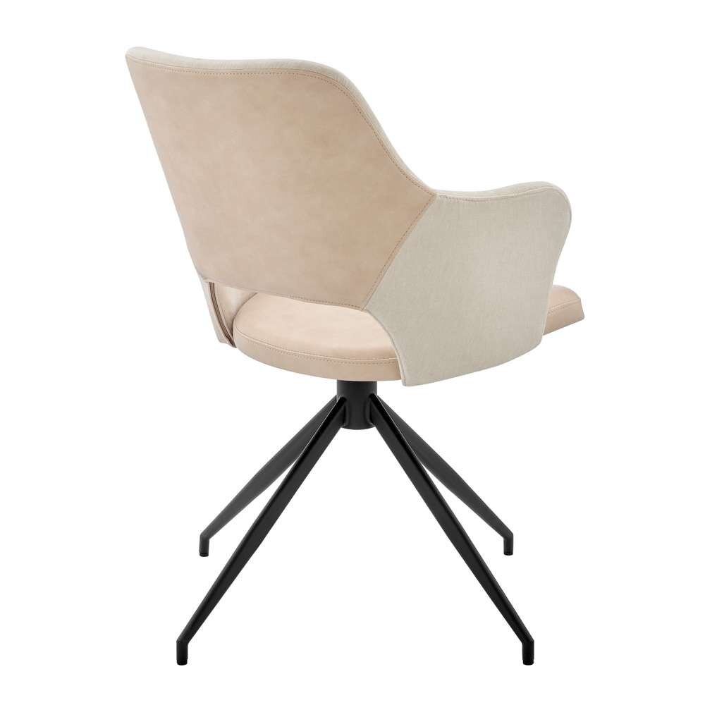 Euro Style - Darcie Armchair in Light Beige Fabric, Beige Leatherette and Black Base - 30392-LTBG veiw 4