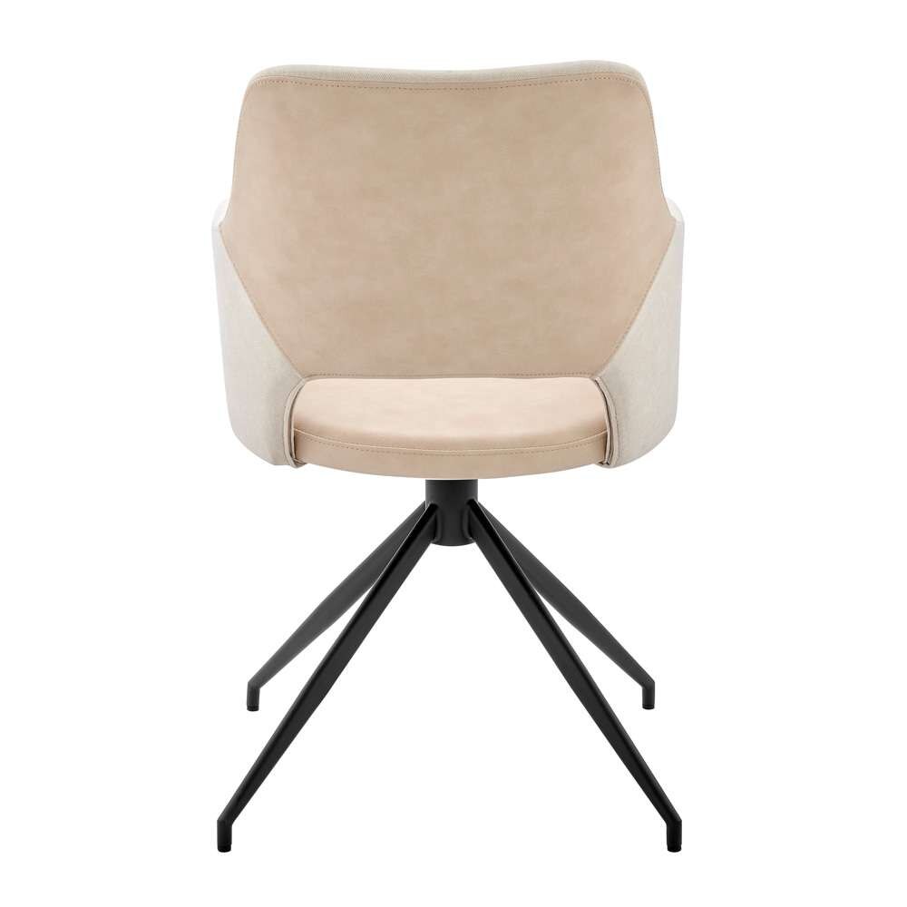 Euro Style - Darcie Armchair in Light Beige Fabric, Beige Leatherette and Black Base - 30392-LTBG veiw 5