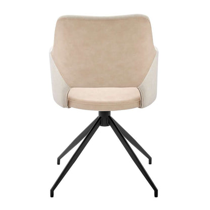Euro Style - Darcie Armchair in Light Beige Fabric, Beige Leatherette and Black Base - 30392-LTBG veiw 5