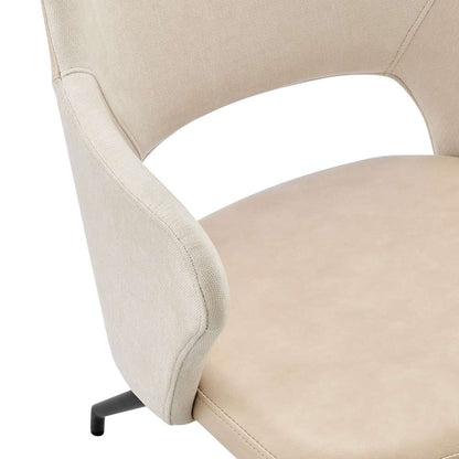 Euro Style - Darcie Armchair in Light Beige Fabric, Beige Leatherette and Black Base - 30392-LTBG veiw 6