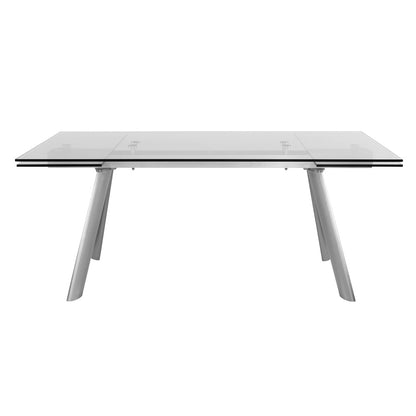 Euro Style - Delano 102inW Extension Table, Clear Tempered Glass/Brushed Stainless Steel Legs - 38801CLR-KIT veiw 1
