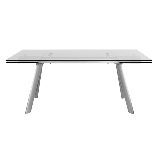 Euro Style - Delano 102inW Extension Table, Clear Tempered Glass/Brushed Stainless Steel Legs - 38801CLR-KIT veiw 1