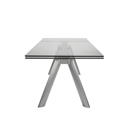 Euro Style - Delano 102inW Extension Table, Clear Tempered Glass/Brushed Stainless Steel Legs - 38801CLR-KIT veiw 3