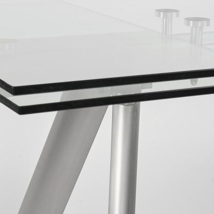 Euro Style - Delano 102inW Extension Table, Clear Tempered Glass/Brushed Stainless Steel Legs - 38801CLR-KIT veiw 6