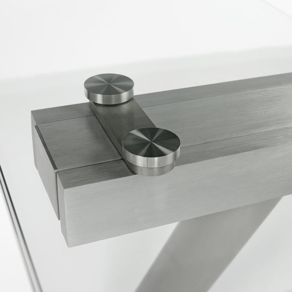 Euro Style - Delano 102inW Extension Table, Clear Tempered Glass/Brushed Stainless Steel Legs - 38801CLR-KIT veiw 7