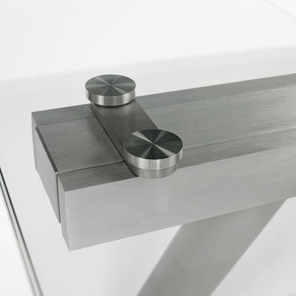 Euro Style - Delano 102inW Extension Table, Clear Tempered Glass/Brushed Stainless Steel Legs - 38801CLR-KIT veiw 7