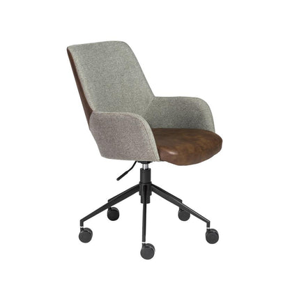 Euro Style - Desi Leatherette and Fabric Office Chair, Heather Gray and Dark Brown/Black - 30483LTBRN veiw 3