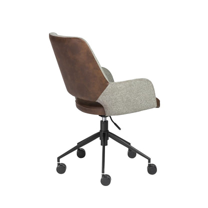 Euro Style - Desi Leatherette and Fabric Office Chair, Heather Gray and Dark Brown/Black - 30483LTBRN veiw 5