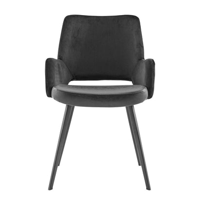 Euro Style - Desi Leatherette and Velvet Armchair, Black - 30498BLK veiw 1