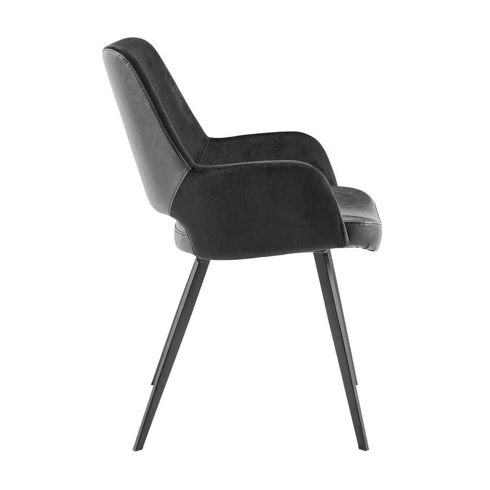 Euro Style - Desi Leatherette and Velvet Armchair, Black - 30498BLK veiw 3