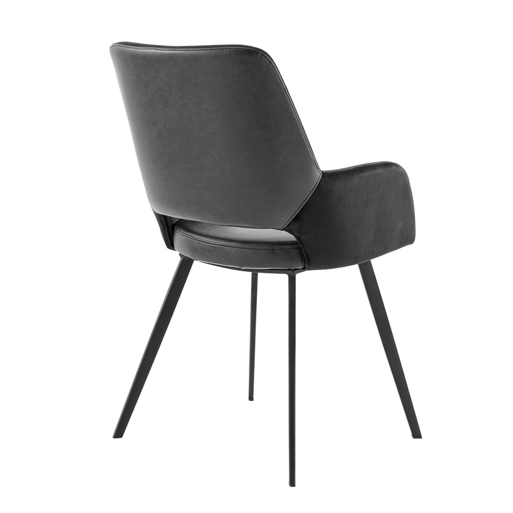 Euro Style - Desi Leatherette and Velvet Armchair, Black - 30498BLK veiw 4