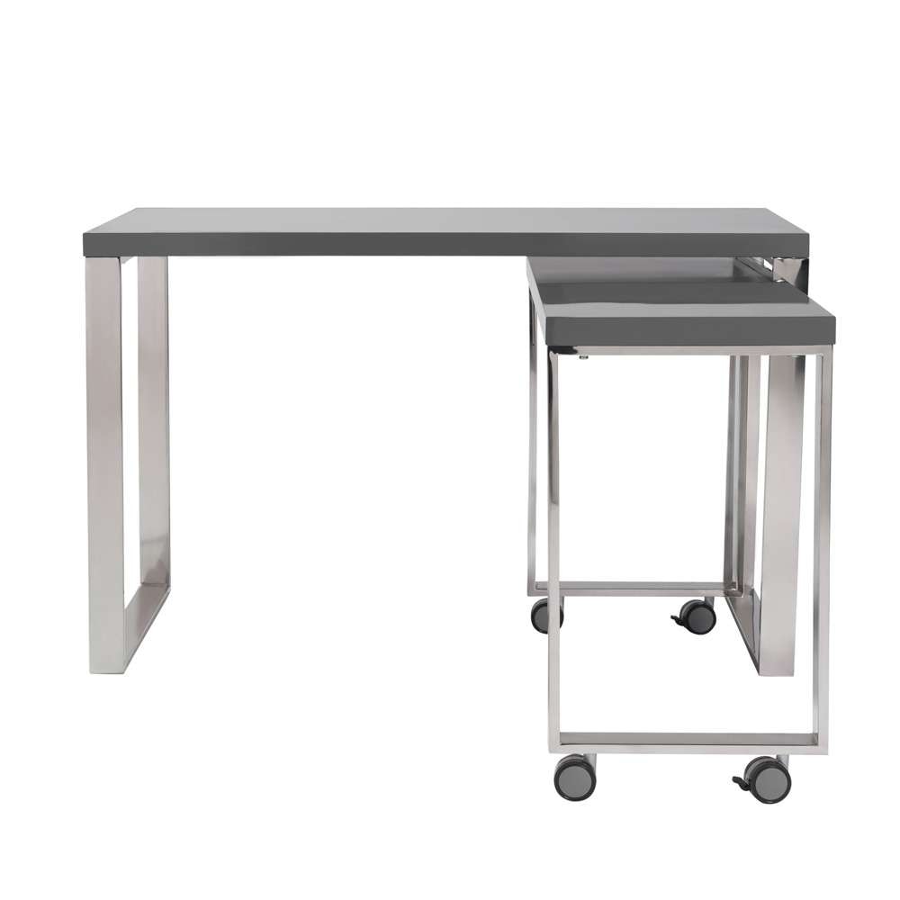 Euro Style - Dillon 40in Side Return in High Gloss Gray and Polished Stainless Steel Base - 09816GRY veiw 4