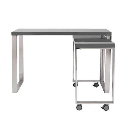 Euro Style - Dillon 40in Side Return in High Gloss Gray and Polished Stainless Steel Base - 09816GRY veiw 4
