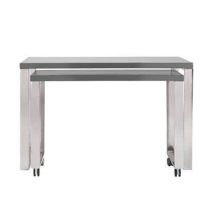 Euro Style - Dillon 40in Side Return in High Gloss Gray and Polished Stainless Steel Base - 09816GRY veiw 5