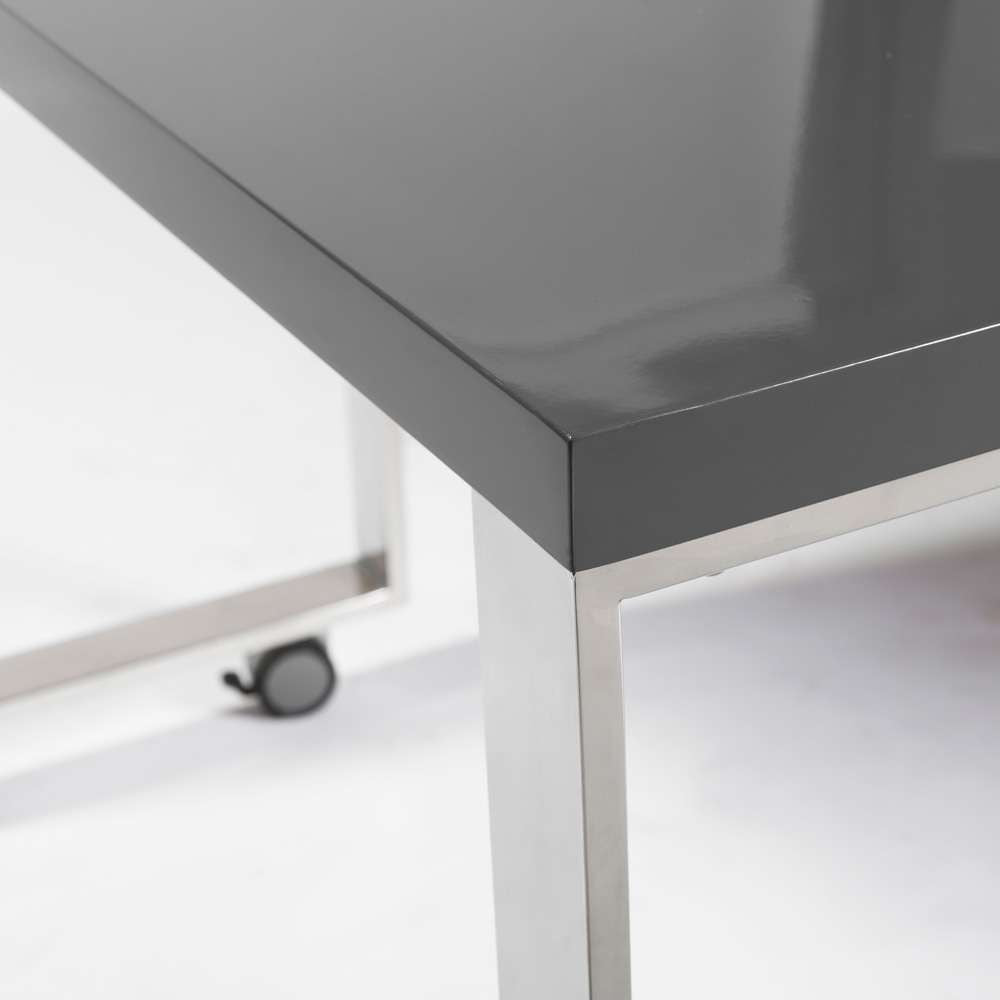 Euro Style - Dillon 40in Side Return in High Gloss Gray and Polished Stainless Steel Base - 09816GRY veiw 6