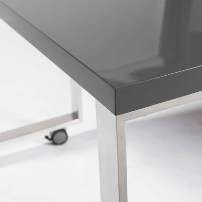 Euro Style - Dillon 40in Side Return in High Gloss Gray and Polished Stainless Steel Base - 09816GRY veiw 6