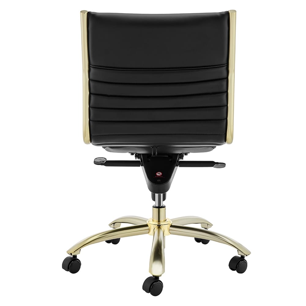 Euro Style - Dirk Armless Leathette Low Back Office Chair, Black/Matte Brushed Gold - 10676BLKMBG veiw 6