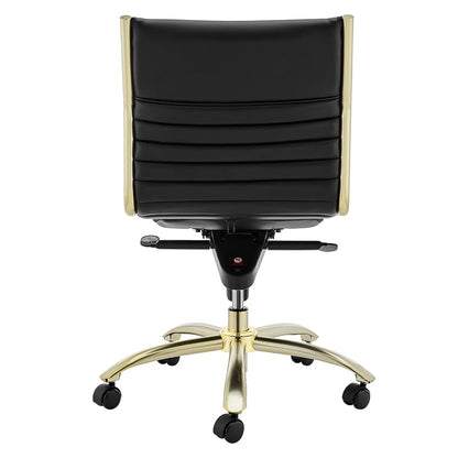 Euro Style - Dirk Armless Leathette Low Back Office Chair, Black/Matte Brushed Gold - 10676BLKMBG veiw 6
