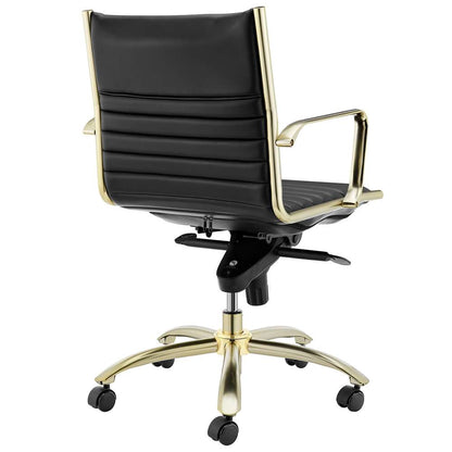 Euro Style - Dirk Low Back Office Chair in Black with Matte Brushed Gold Base - 10674BLKMBG veiw 5