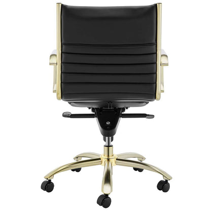Euro Style - Dirk Low Back Office Chair in Black with Matte Brushed Gold Base - 10674BLKMBG veiw 6