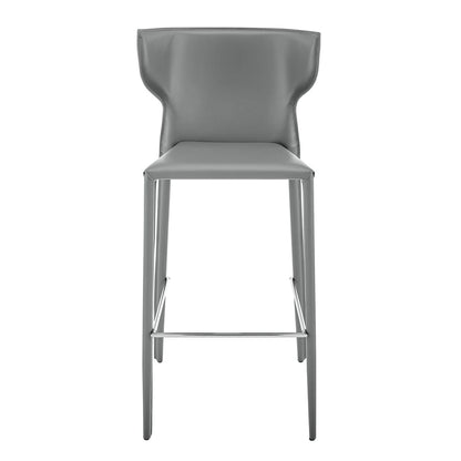 Euro Style - Divinia Regenerated Leather Bar Stool, Gray - Set of 2 - 38974-GRY veiw 2