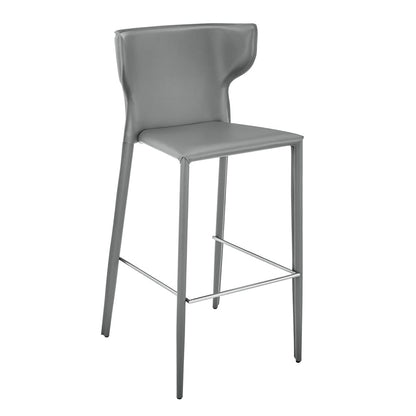 Euro Style - Divinia Regenerated Leather Bar Stool, Gray - Set of 2 - 38974-GRY veiw 3