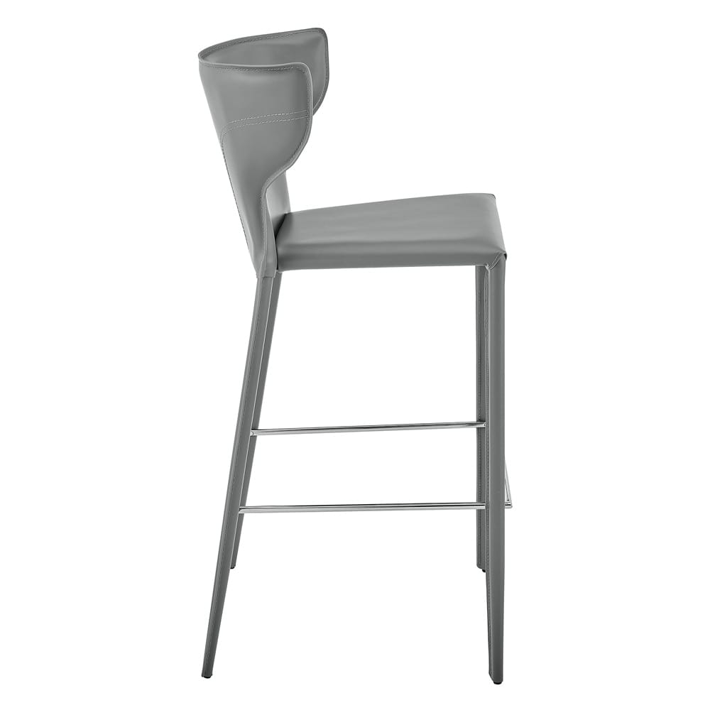 Euro Style - Divinia Regenerated Leather Bar Stool, Gray - Set of 2 - 38974-GRY veiw 4