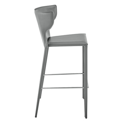 Euro Style - Divinia Regenerated Leather Bar Stool, Gray - Set of 2 - 38974-GRY veiw 4