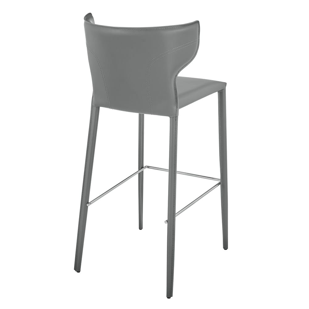 Euro Style - Divinia Regenerated Leather Bar Stool, Gray - Set of 2 - 38974-GRY veiw 5
