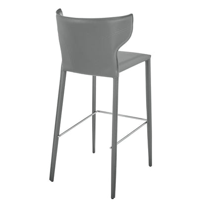 Euro Style - Divinia Regenerated Leather Bar Stool, Gray - Set of 2 - 38974-GRY veiw 5