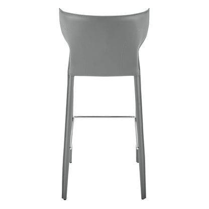 Euro Style - Divinia Regenerated Leather Bar Stool, Gray - Set of 2 - 38974-GRY veiw 6