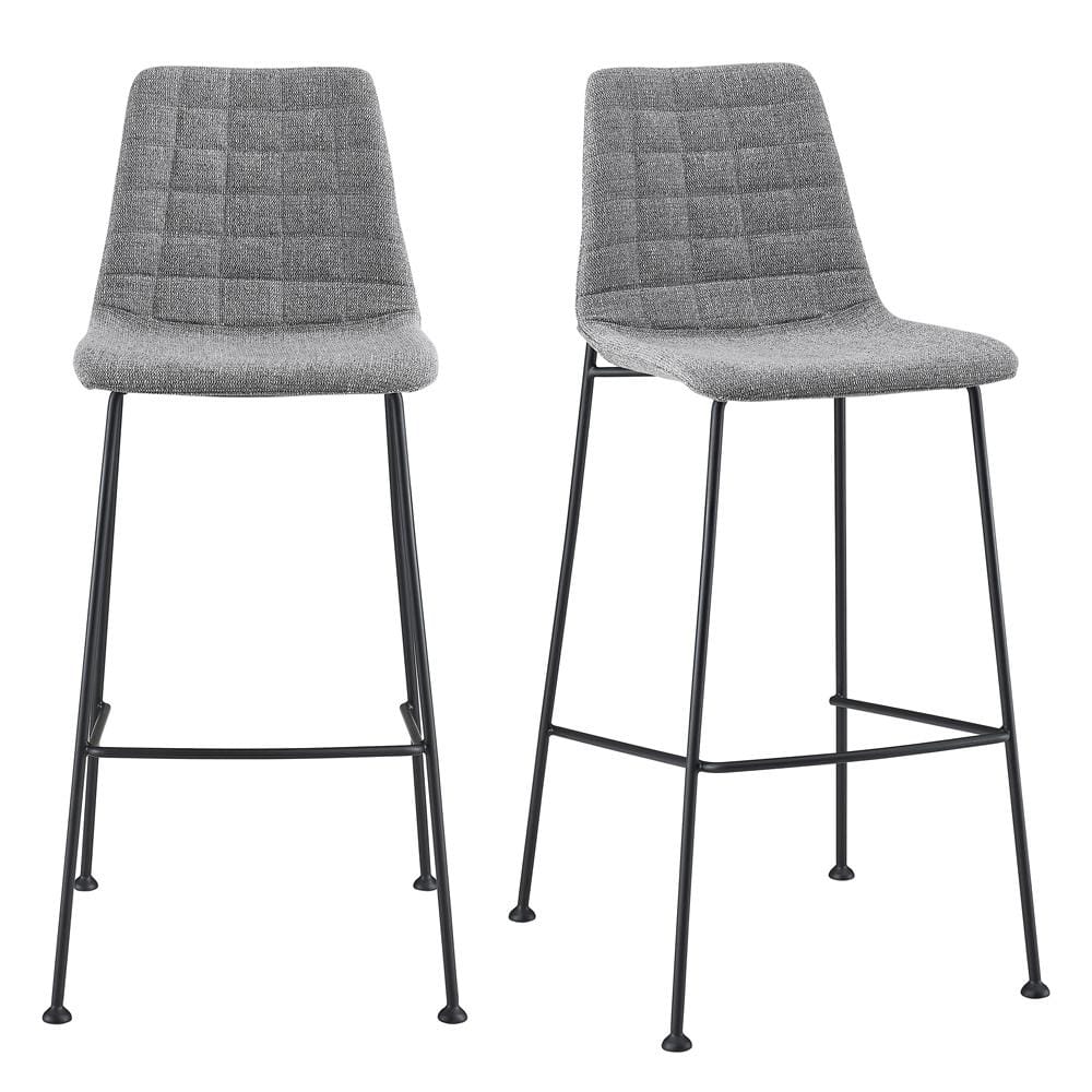 Euro Style - Elma Bar Stool, Light Gray/Matte Black - Set of 2 - 30554LTGRY veiw 1