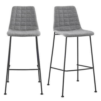 Euro Style - Elma Bar Stool, Light Gray/Matte Black - Set of 2 - 30554LTGRY veiw 1