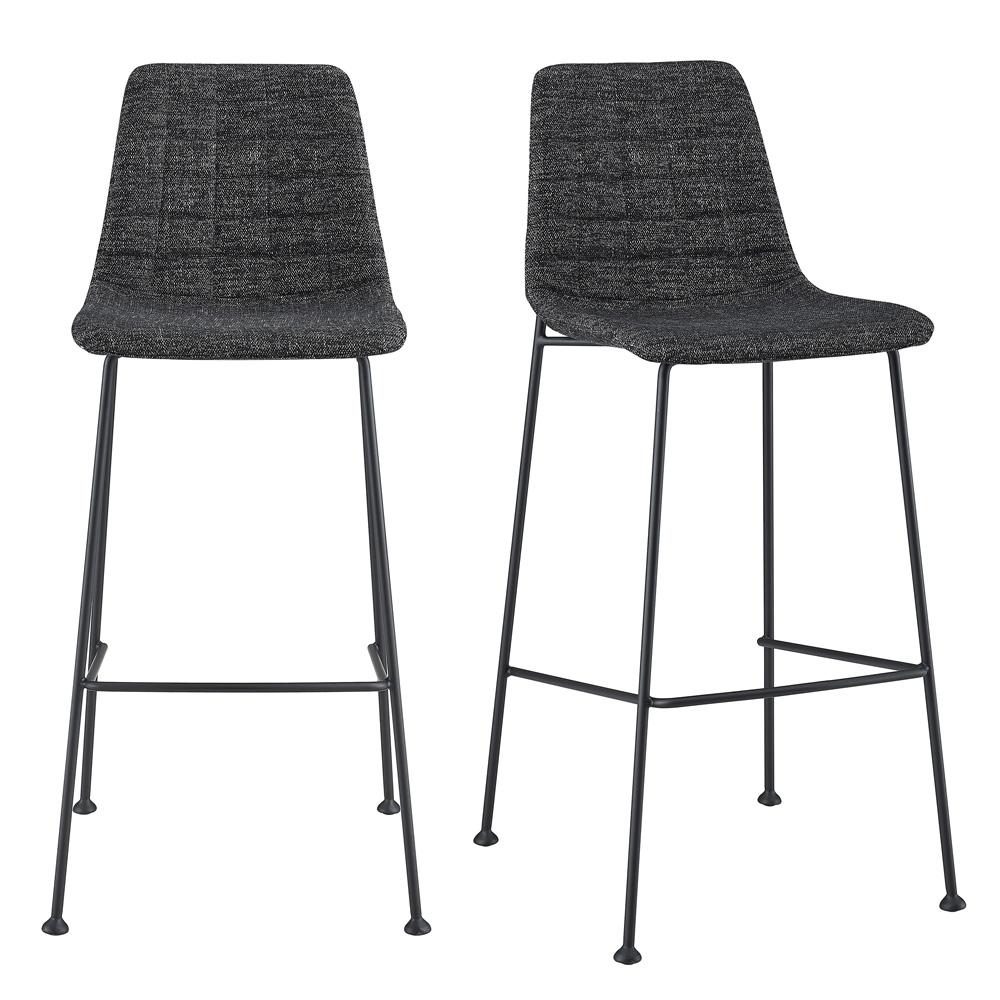 Euro Style - Elma Fabric Bar Stool, Black/Matte Black Legs - Set of 2 - 30554BLK veiw 1