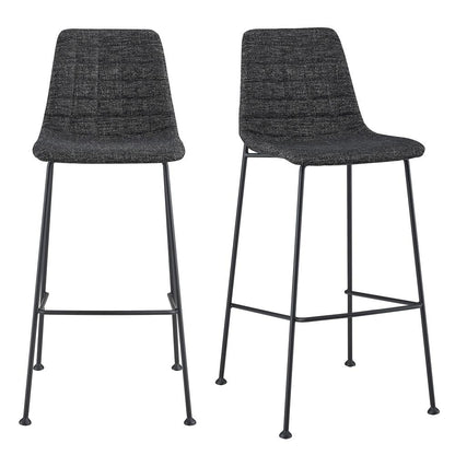 Euro Style - Elma Fabric Bar Stool, Black/Matte Black Legs - Set of 2 - 30554BLK veiw 1