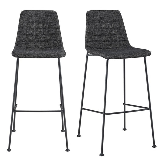 Euro Style - Elma Fabric Bar Stool, Black/Matte Black Legs - Set of 2 - 30554BLK veiw 1