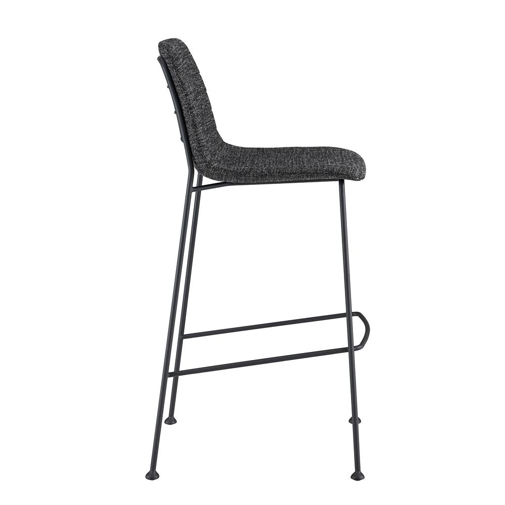 Euro Style - Elma Fabric Bar Stool, Black/Matte Black Legs - Set of 2 - 30554BLK veiw 4