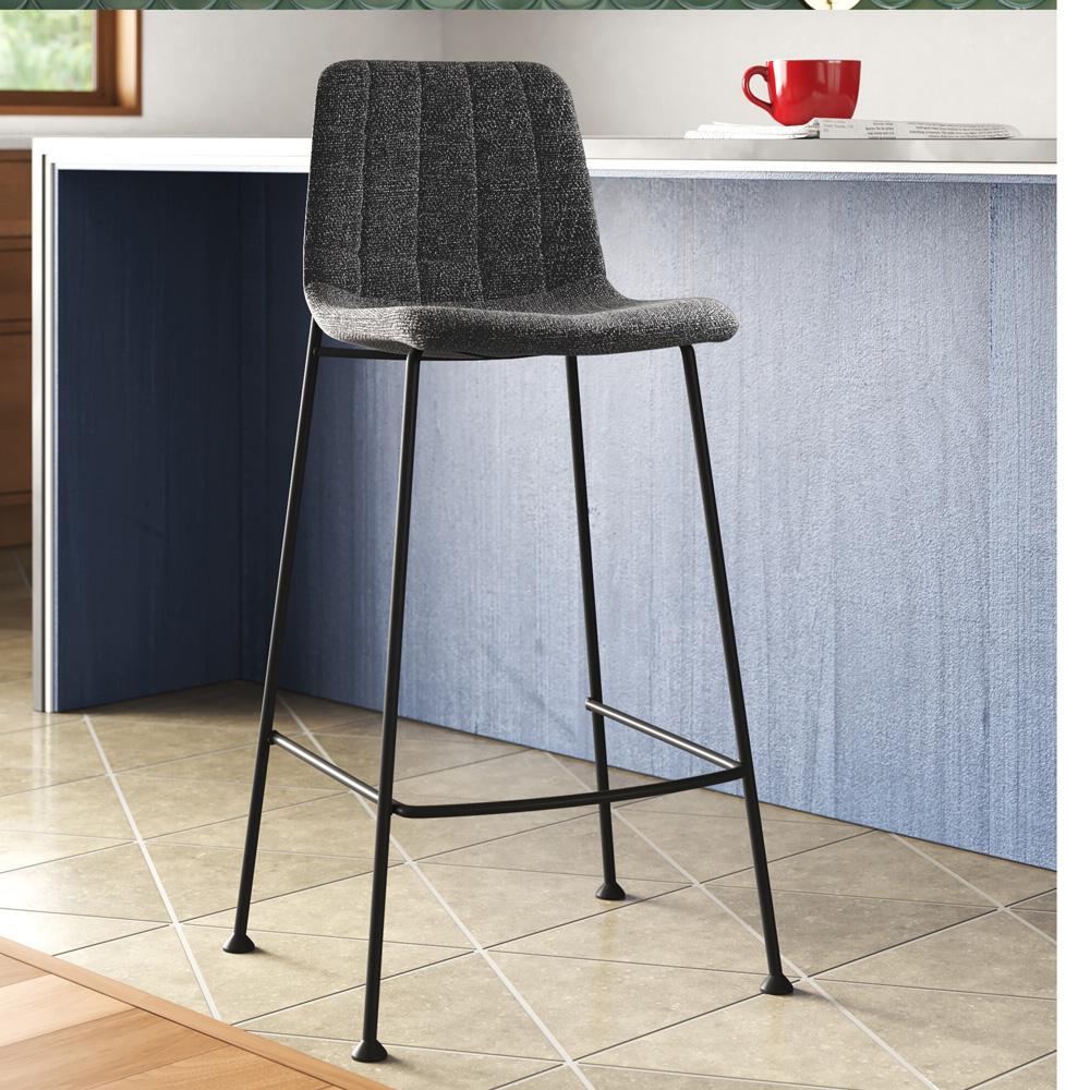 Euro Style - Elma Fabric Bar Stool, Black/Matte Black Legs - Set of 2 - 30554BLK veiw 7