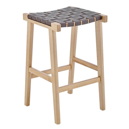Euro Style - Evangeline Backless Counter Stool, Natural Beech/Brown Woven PU Seat - 39188-NAT veiw 2